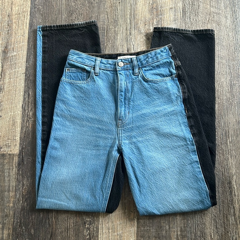 Pacsun Women's 26 Eco Black & Blue Two Tone High Waist Boyfriend Jeans - Picture 5 of 12